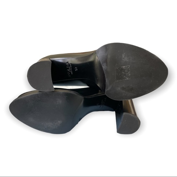 Prada Black Heels Platform Leather Chunky Heels - Picture 7 of 10